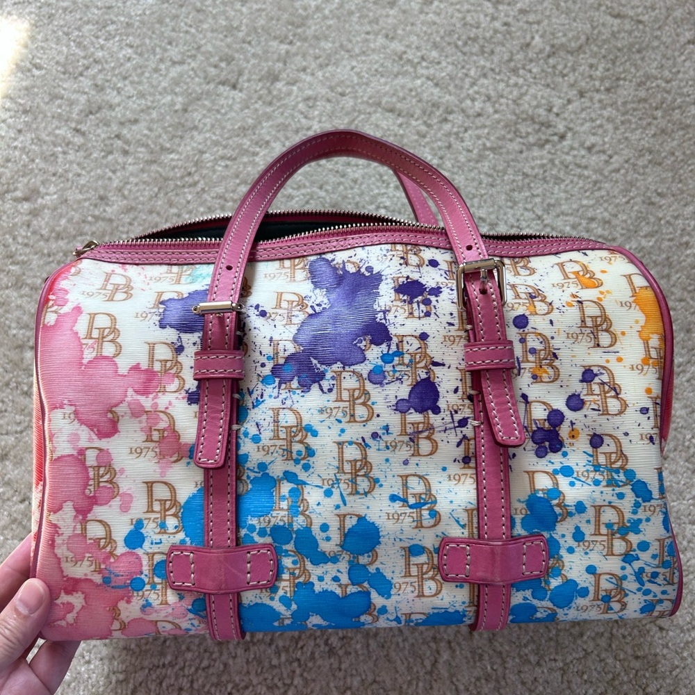 Dooney & Bourke Pink and Blue Splash Satchel